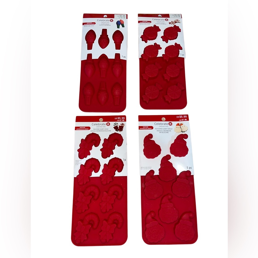 New Holiday Silicone Candy Molds by Celebrate it Set of 4